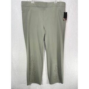Slim Factor by Investments 3X Slim Straight Leg Elastic Waist Pants NWT Green